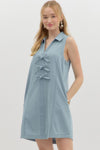 Denim Bow Detail Mini Dress