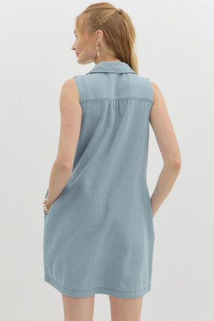 Denim Bow Detail Mini Dress