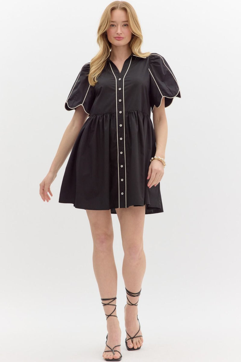 Emma Mini Dress w/ White Trim