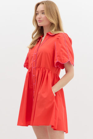 Emma Mini Dress w/ Pink trim