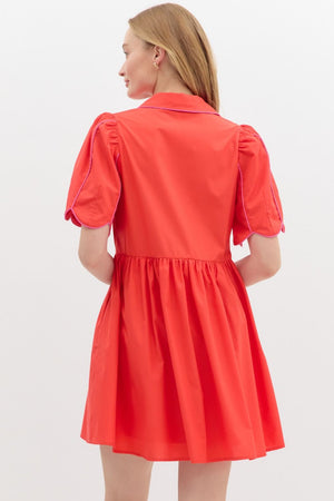 Emma Mini Dress w/ Pink trim