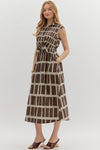 Brown abstract midi w/ Front tie