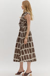 Brown abstract midi w/ Front tie