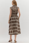 Brown abstract midi w/ Front tie