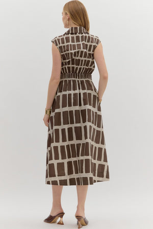 Brown abstract midi w/ Front tie