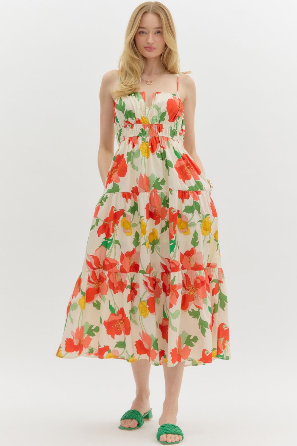 Floral midi w/ U front cutout