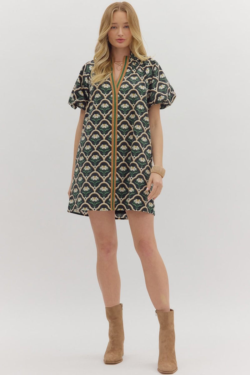 Entro Fall Floral w/ Stripe Detail