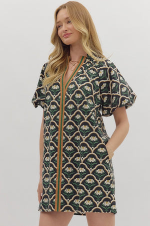 Entro Fall Floral w/ Stripe Detail