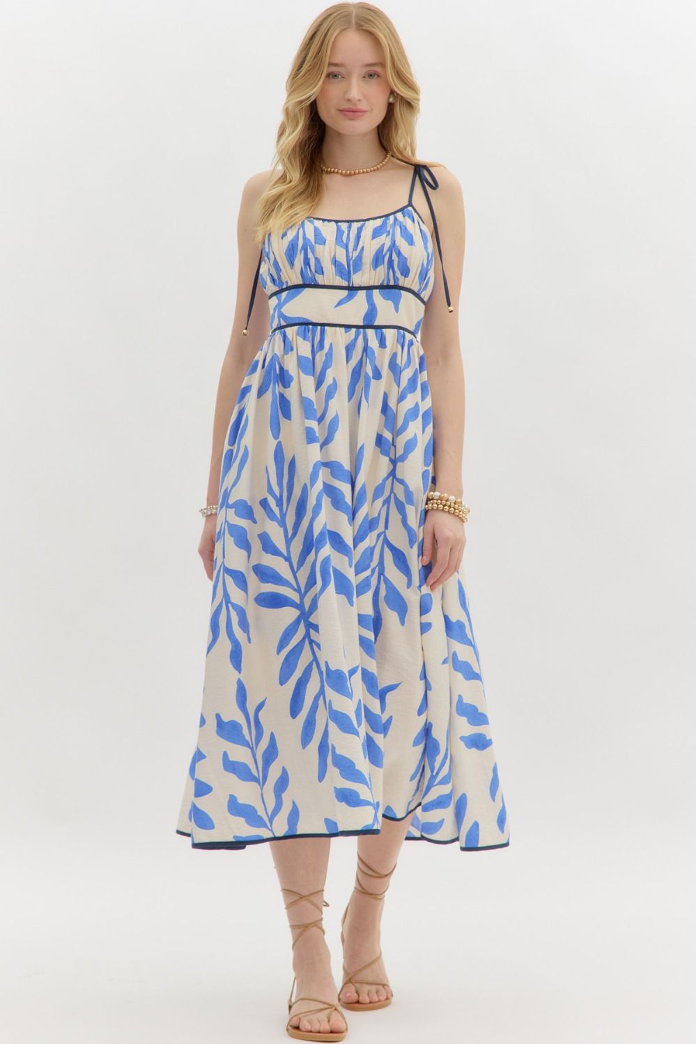 Botanical Print Midi Electric Blue