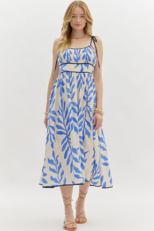 Botanical Print Midi Electric Blue