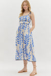 Botanical Print Midi Electric Blue