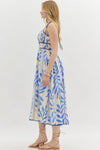 Botanical Print Midi Electric Blue
