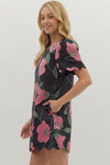 Floral Jacquard Scallop Trim Dress