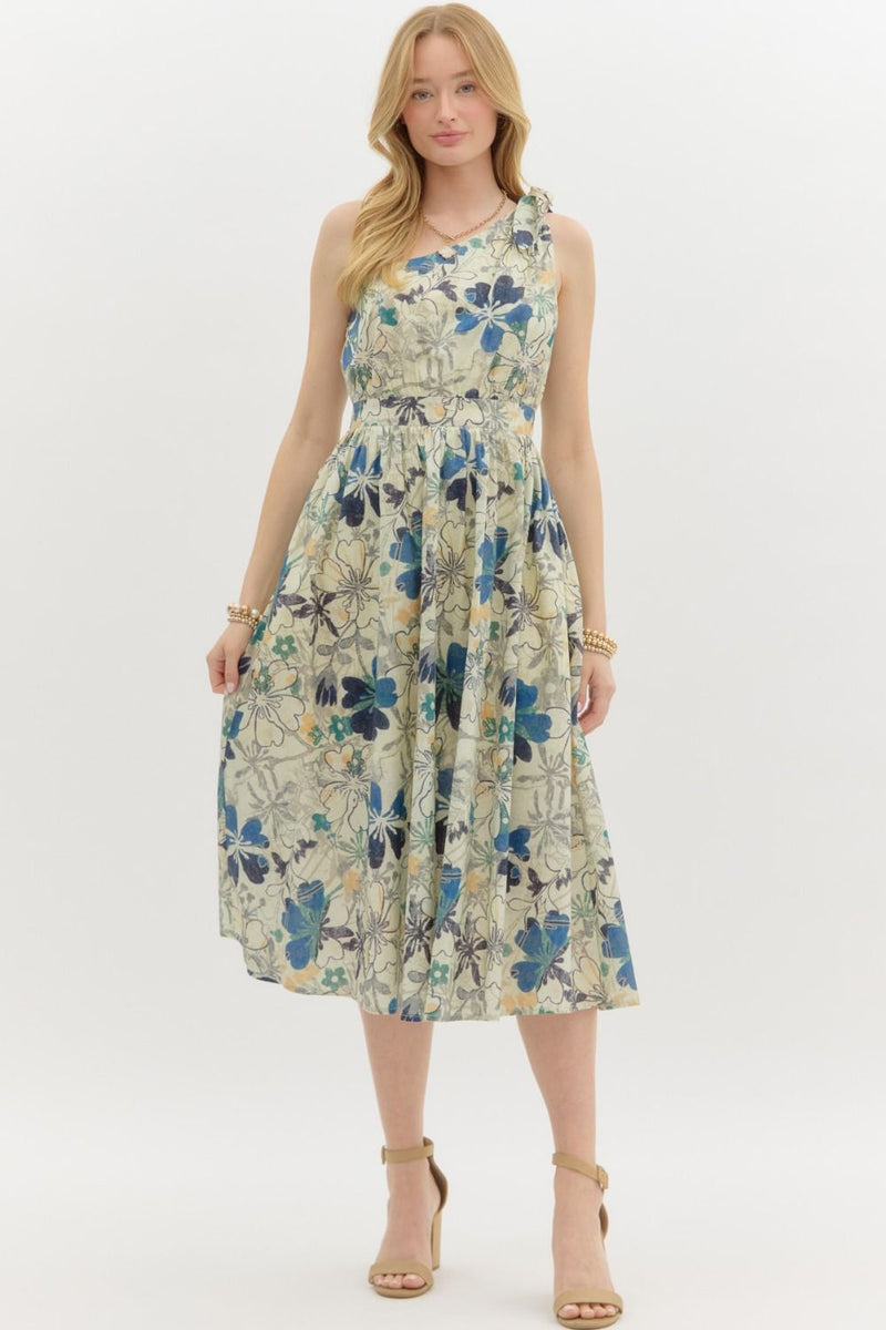 Blue Floral Mix Midi