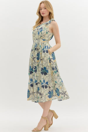 Blue Floral Mix Midi