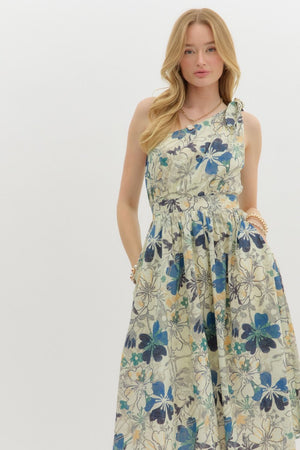 Blue Floral Mix Midi
