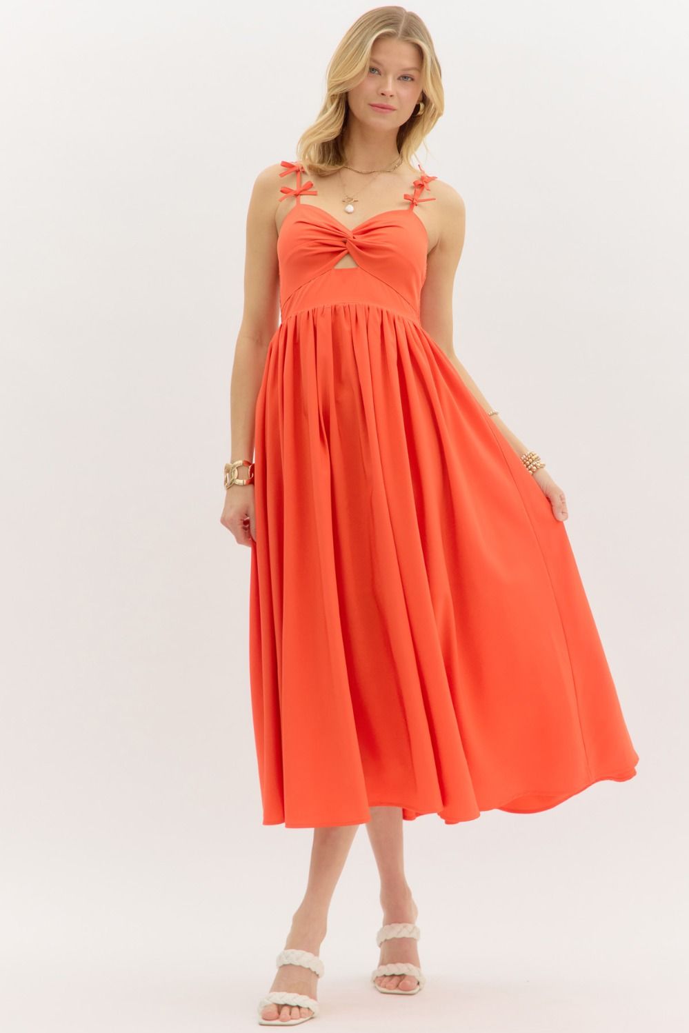 Orange Bow Strap Accents Midi