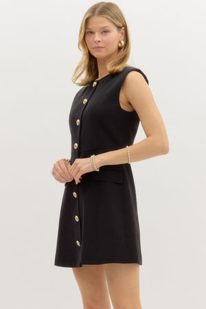 Gold Button front mini dress