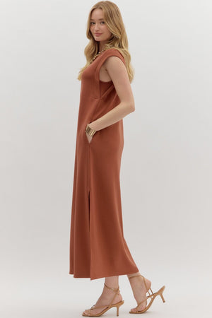 Scuba Side Slit Maxi Dress