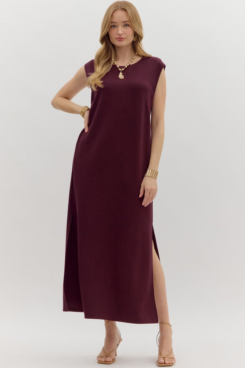 Scuba Side Slit Maxi Dress