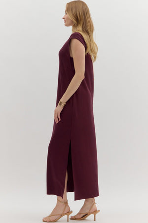 Scuba Side Slit Maxi Dress