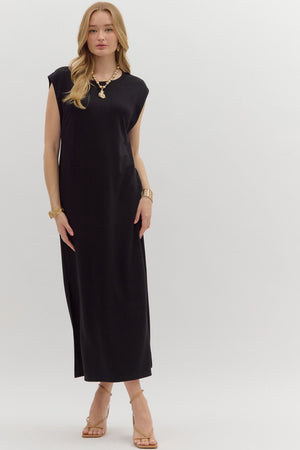 Scuba Side Slit Maxi Dress