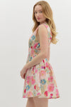 Floral zip front mini dress