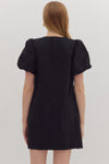 Eyelet Puff Sleeve Mini Dress
