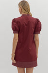 Contrast Stitch Vneck Mini Dress