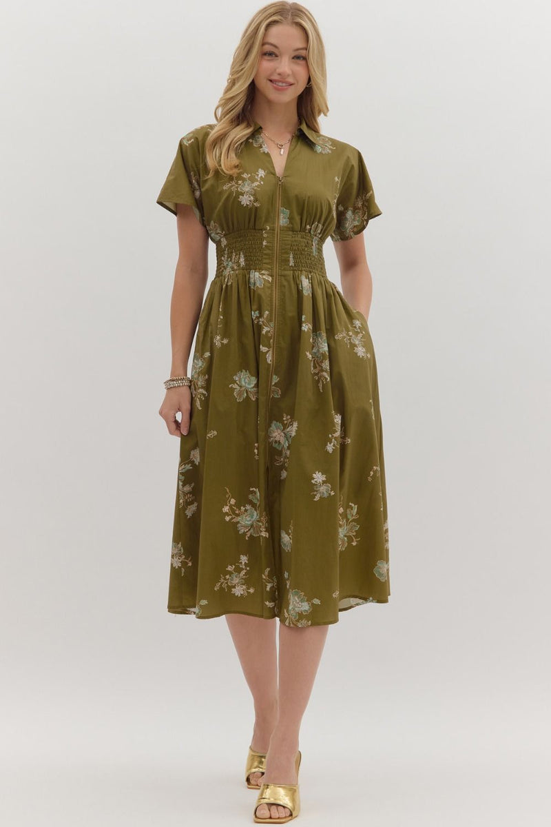 Entro Floral Zip Front Midi