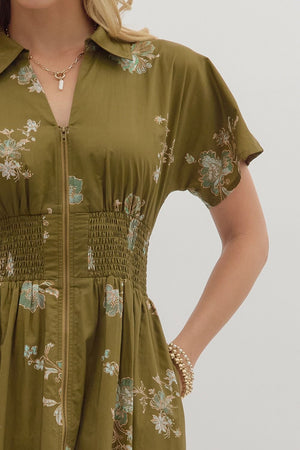 Entro Floral Zip Front Midi