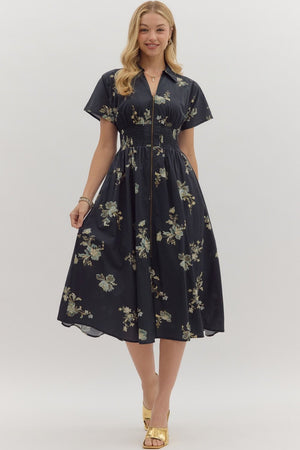 Entro Floral Zip Front Midi