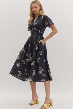Entro Floral Zip Front Midi
