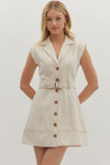 Contrast Stitch Belted Mini Dress