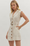 Contrast Stitch Belted Mini Dress