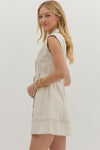 Contrast Stitch Belted Mini Dress