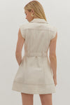 Contrast Stitch Belted Mini Dress