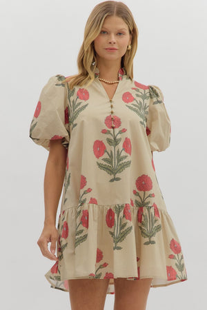 Pink Peony Blooms Dress