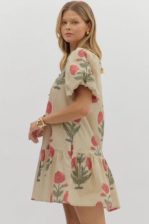 Pink Peony Blooms Dress