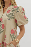 Pink Peony Blooms Dress