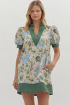 Anna Floral dress w/ contrast stitch detail