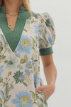 Anna Floral dress w/ contrast stitch detail