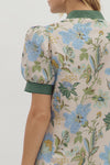 Anna Floral dress w/ contrast stitch detail
