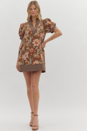 Anna Floral dress w/ contrast stitch detail