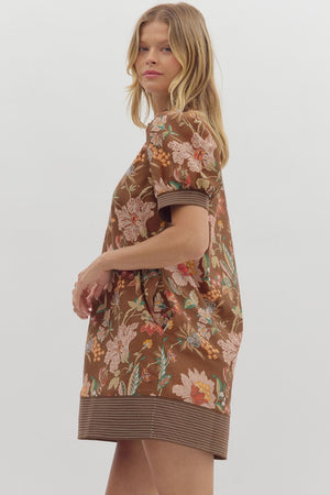 Anna Floral dress w/ contrast stitch detail