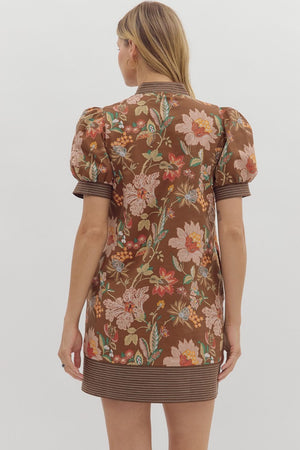Anna Floral dress w/ contrast stitch detail