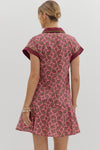 Entro Wine Drop Ruffle Abstract Dress