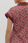 Entro Wine Drop Ruffle Abstract Dress