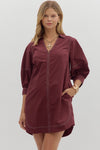 Contrast stitch 3/4 sleeve dress