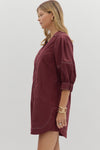 Contrast stitch 3/4 sleeve dress